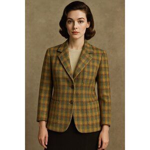 Lizsport Vintage Wool Blazer Women’s Size 4 | Tweed Plaid Houndstooth Jacket Fal